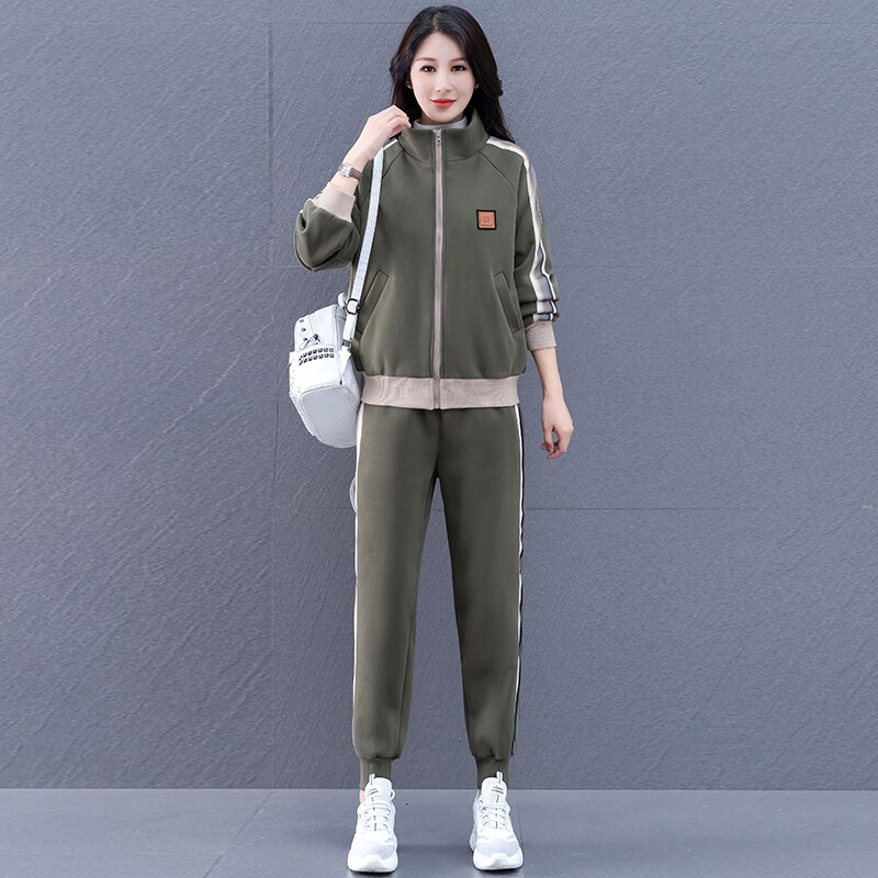 Women Suit Winter Spring Casual Tracksuit 2 Pieces Set Sports Sweatshirts Zipper Pullover Jacket Sweatpants Ladies Tracksuits