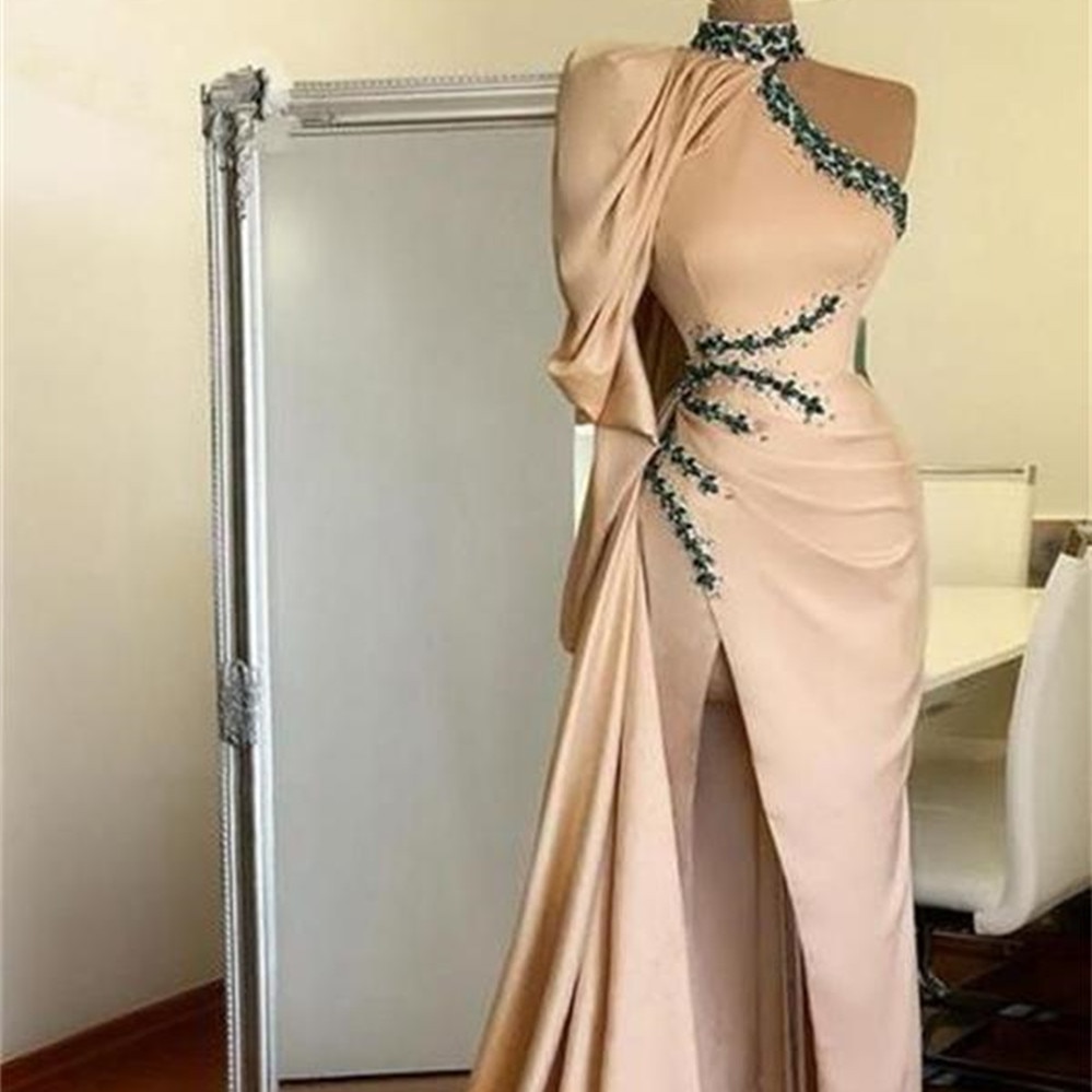 Vinca Sunny Champagne Long Mermaid Evening Dresses 2023 Sexy Half Sleeve Beaded Long Party prom Dresses vestidos de fiesta