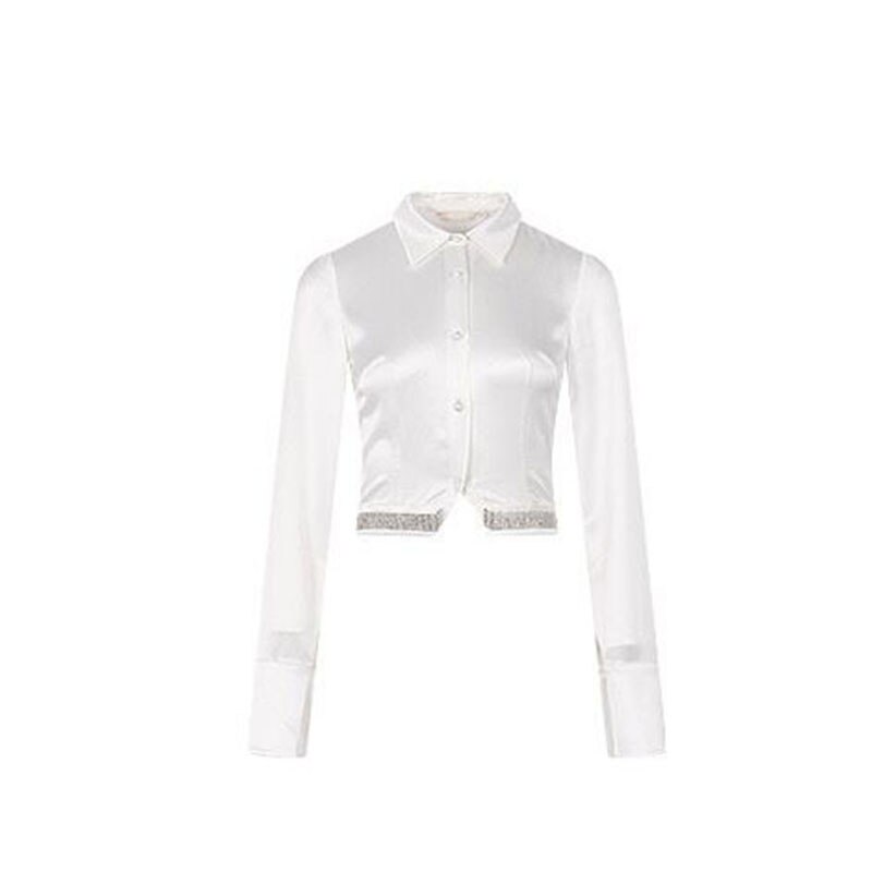 (yihaodi clothing) high sense fashion new suit women's 2022 autumn temperament diamond chain shirt pure color micro bell pants t