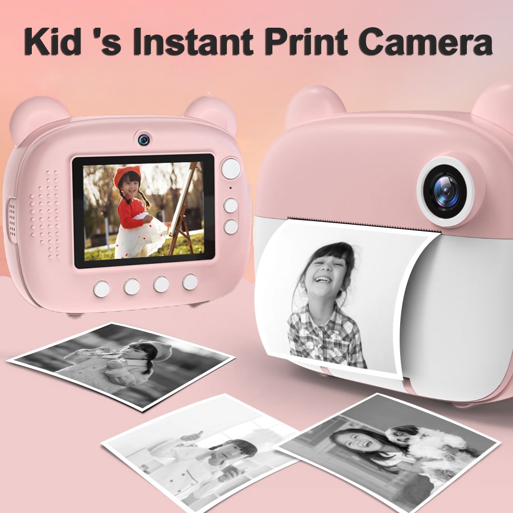 Children's Instant Print Camera Thermal Printing Photo Printer with Thermal Paper Roll Kid's Digital Camera Video Birthday Gift