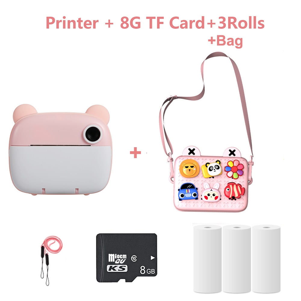 Children's Instant Print Camera Thermal Printing Photo Printer with Thermal Paper Roll Kid's Digital Camera Video Birthday Gift