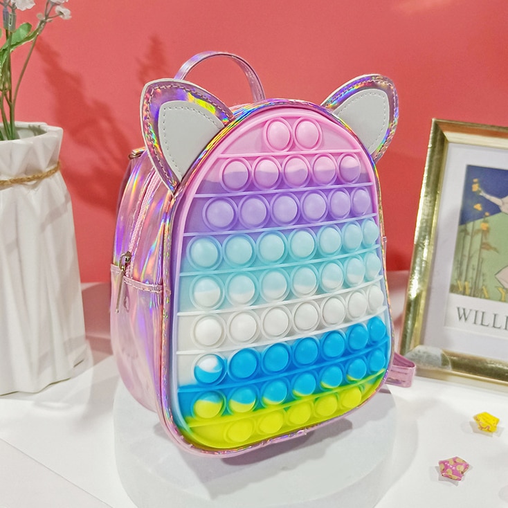 Pop Backpack for Children Girls Push Bubbles Bag Antistress Toys for Kids Student Simple Dimple Crossbody Bags School Backpack