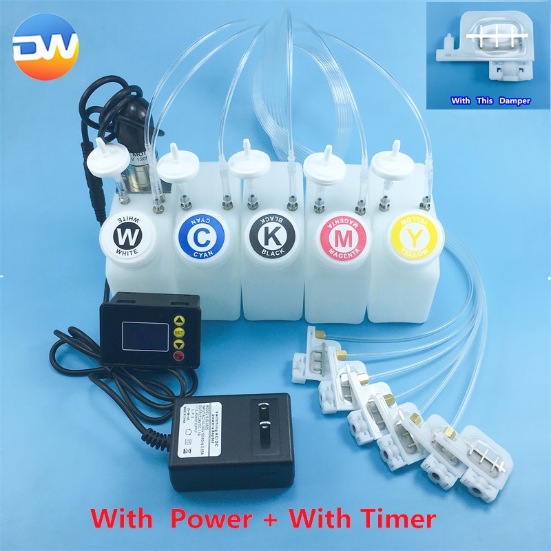 White Ink Ciss System Motor CMYK Color White Tank L1800 L805 Printer Modify Machine Tank with Stirrer DTF 250ml ink tank