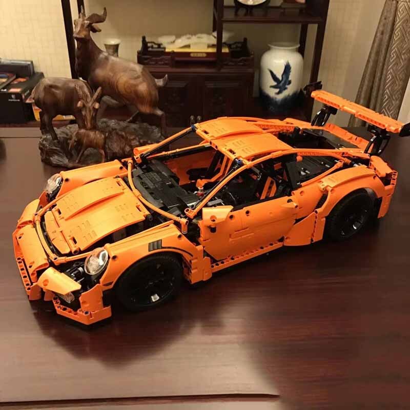 MOC Technical Brick Orange Super SportsCar Model Compatible 42056 Building Blocks Kid Educational Toy Birthdays Gifts Set