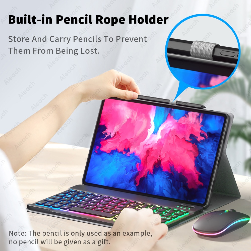 AIEACH Keyboard Case For Lenovo Tab P11 Pro P11 Plus P12 M10 3rd gen Case Bluetooth Keyboard Mouse Cover For Xiaoxin Pad 2022