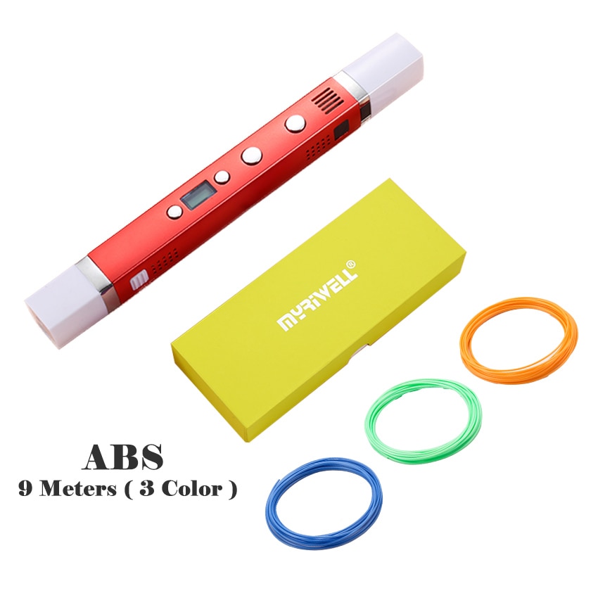 Myriwell 1.75mm ABS/PLA DIY 3D Pen LED Screen,USB Charging 3D Printing Pen+100M Filament Creative Toy Gift For Kids Design