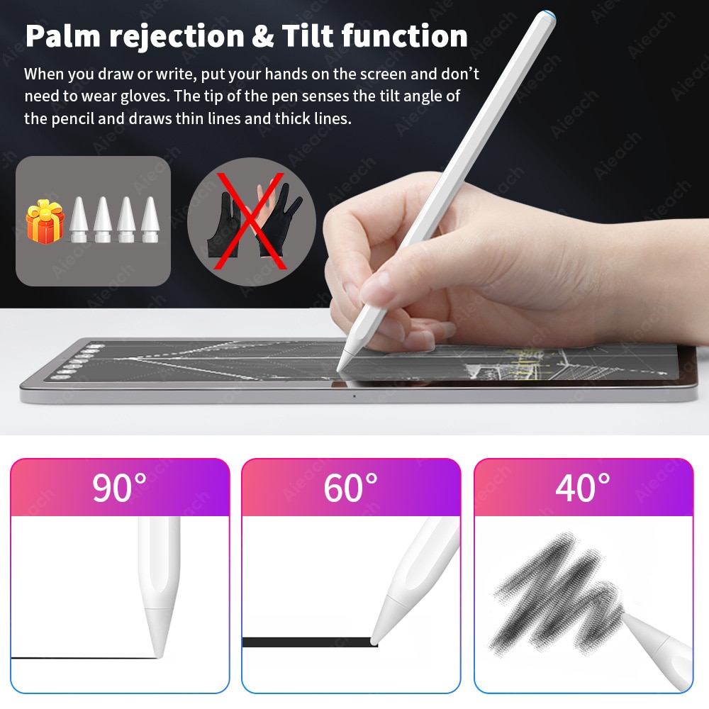 For Apple Pencil 2 1 28th Gen iPad Pen Stylus with Wireless Pairing & Charging iPencil Drawing Pen For iPad Air 4 5 Pro 11 12.9