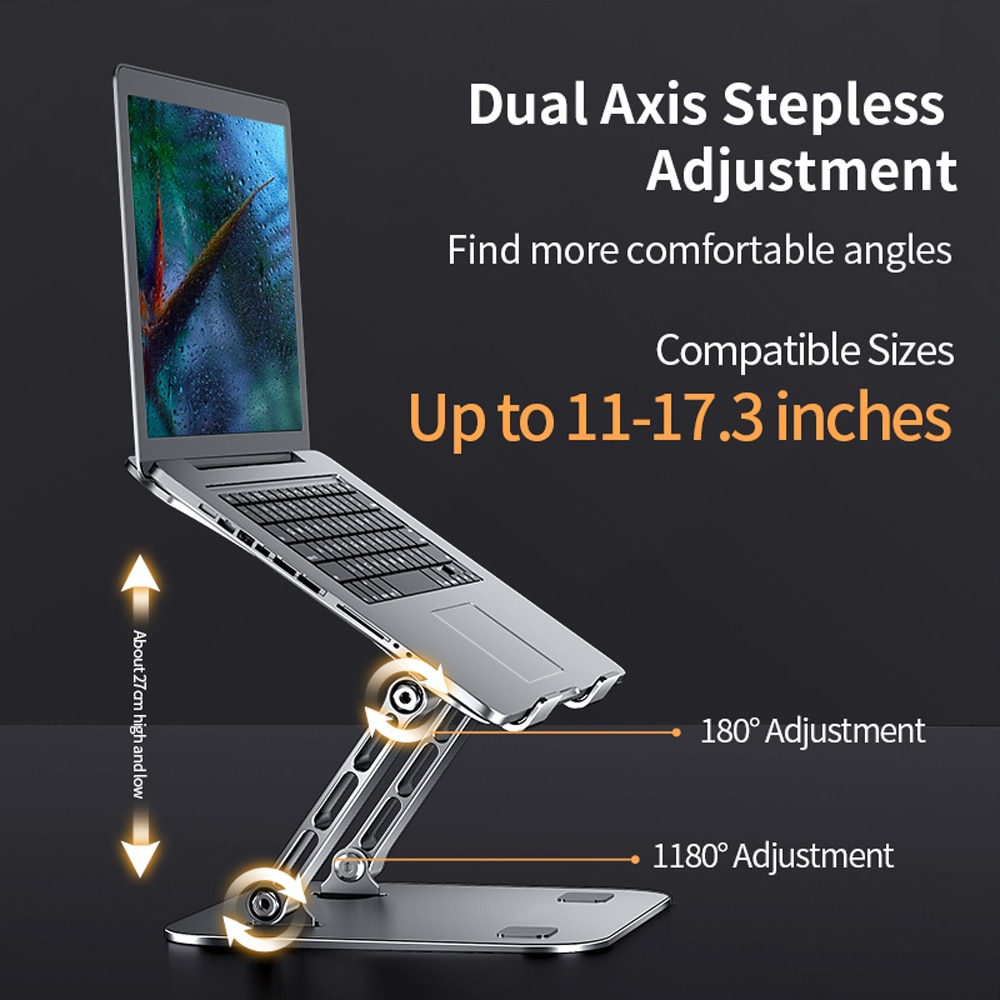 Laptop Stand Adjustable Aluminum Alloy Notebook Stand Compatible With 10-17 Inch Laptop Portable Fold Laptop Riser Holder