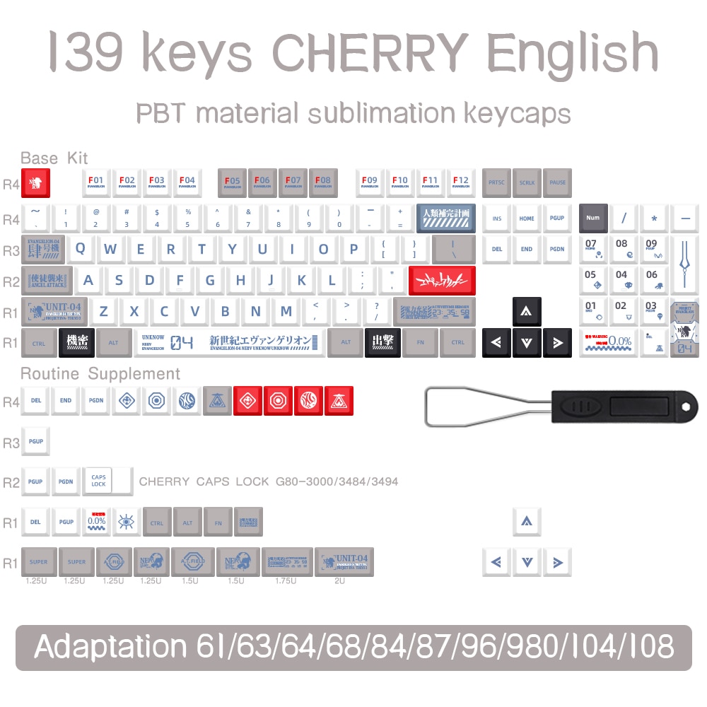139 keys English Japanese Korean/Russian Cartoon Keycaps Cherry Profile PBT Keycap For GMK Cherry MX Switch Mechanical Keyboard
