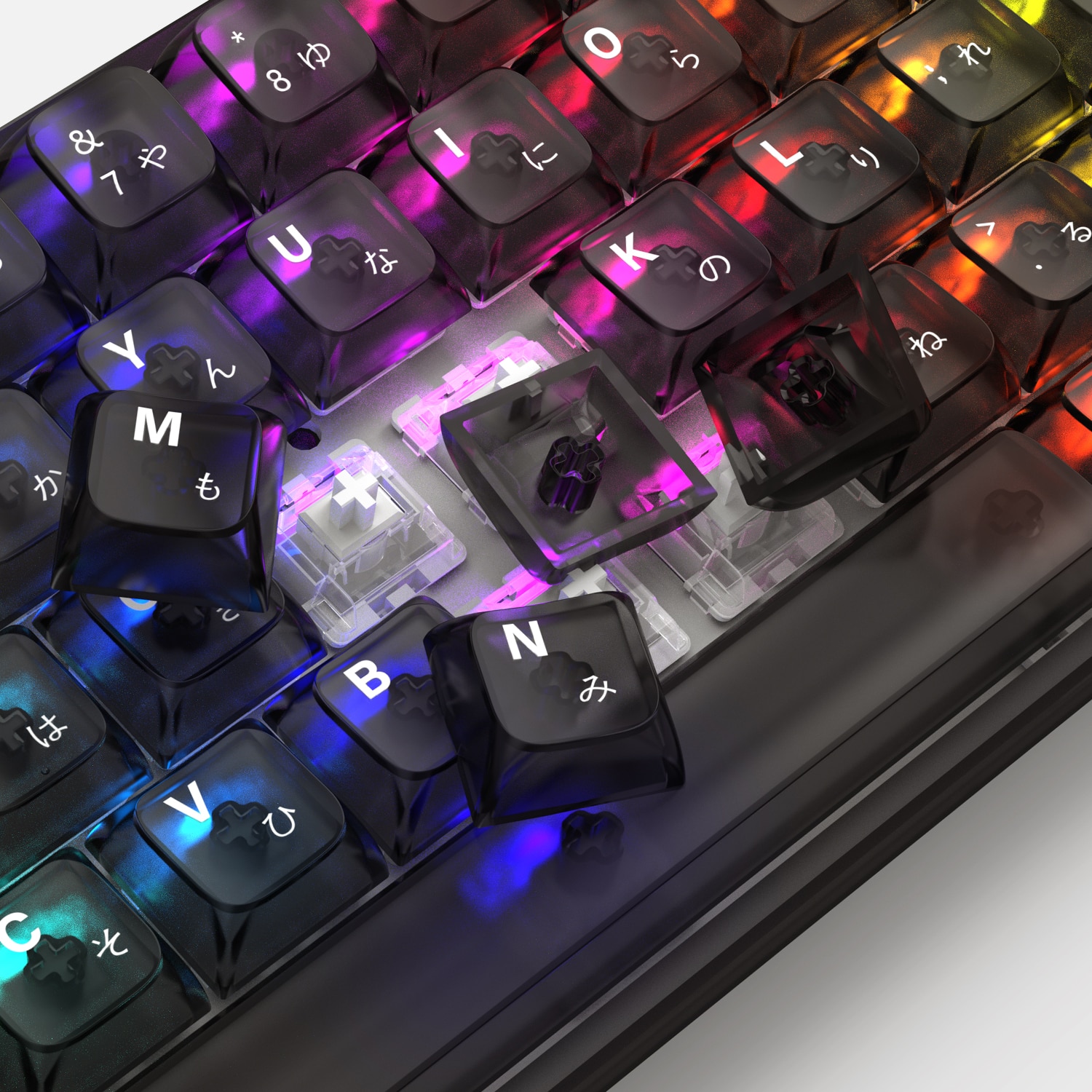 OSA Profile Transparent Japanese Keycaps 82 Key Shine Through Backlit Keycap for Cherry Gateron Mx Switch Backlit Gamer Keyboard