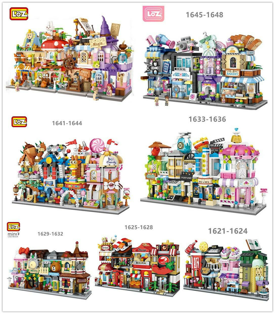4pcs/set LOZ Street mini Blocks Kids Building Toys Girls Puzzle Holiday Gift 1621-1624 1625-1628 1629-1632 1633-1636 1653-1656
