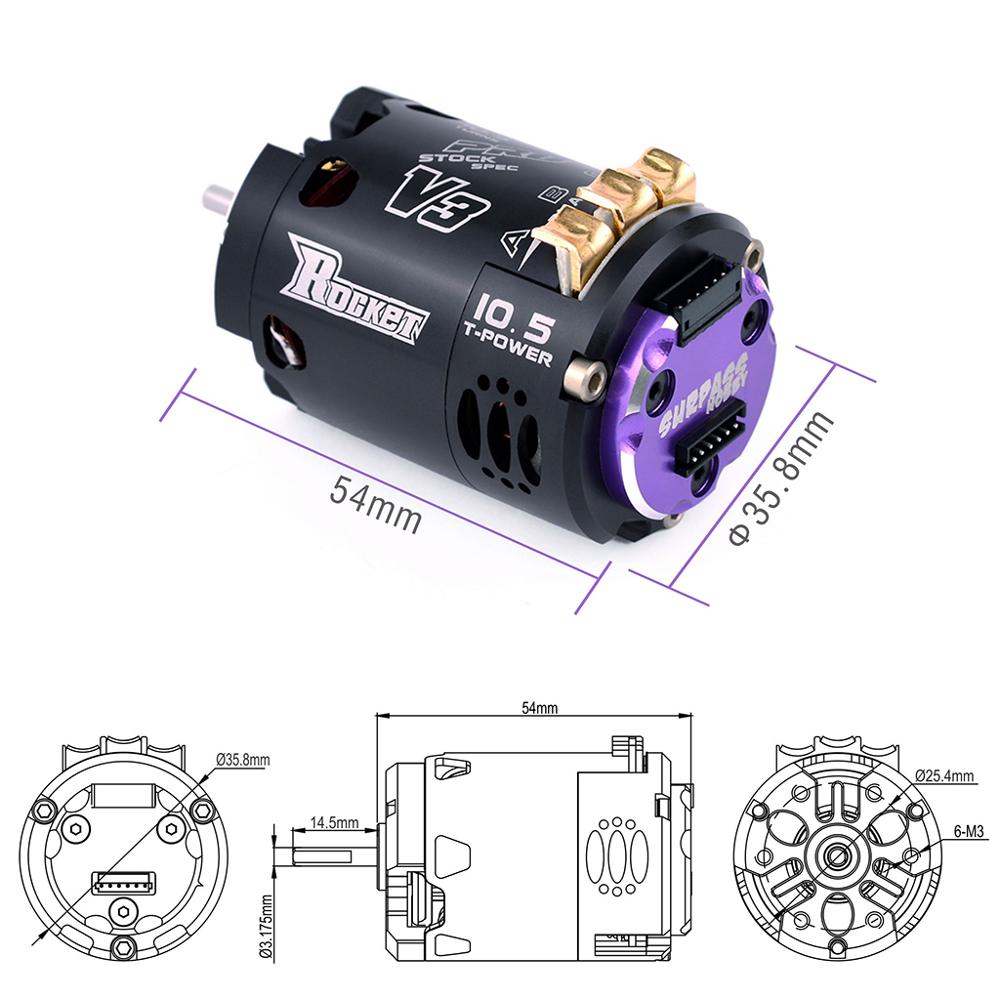 Surpass Hobby Rocket 540 V3 Sensored Brushless Motor Waterproof 3.5T 10.5T 25.5T 21.5T 13.5T for 1/10 1/12 RC Car Drift Truck