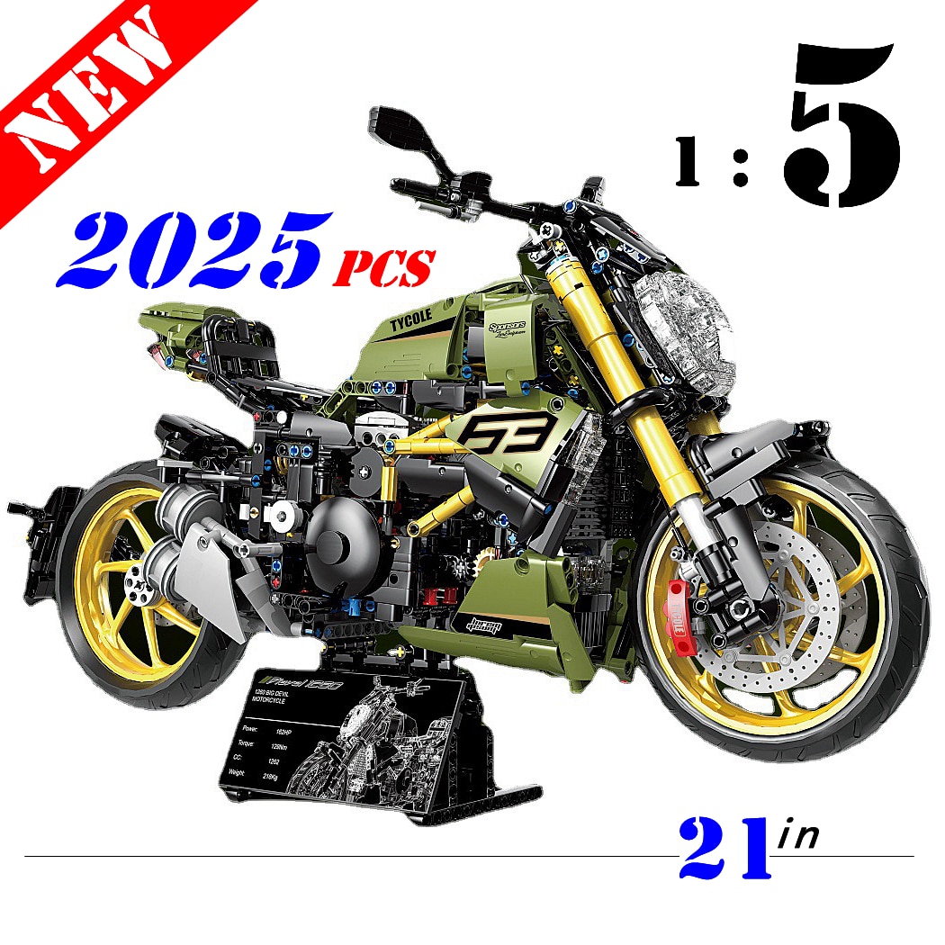 T4021 2025pcs City Tech Motorcycle Car Model Building Blocks MOC Racing Motobike Vehicles Bricks Toys For Children Gifts
