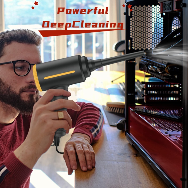 Cordless Air Duster & Vacuum Cleaner for Car 2-in-1,Handheld Electric Air Blower,Powerful Cleaning for Computer Keyboard Sofa