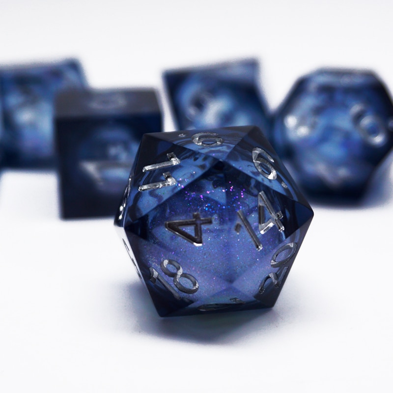 New Clear Liquid Core dice Sets DND Polyhedron Resin Handmade dice sharp dice Quicksand 7pcs