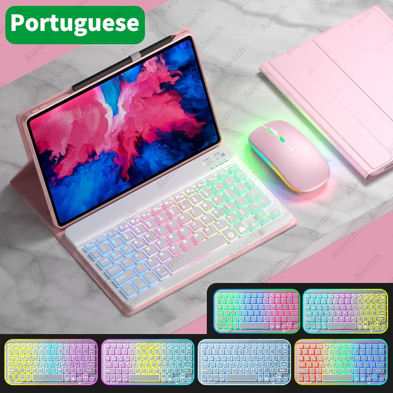 AIEACH Keyboard Case For Lenovo Tab P11 Pro P11 Plus P12 M10 3rd gen Case Bluetooth Keyboard Mouse Cover For Xiaoxin Pad 2022