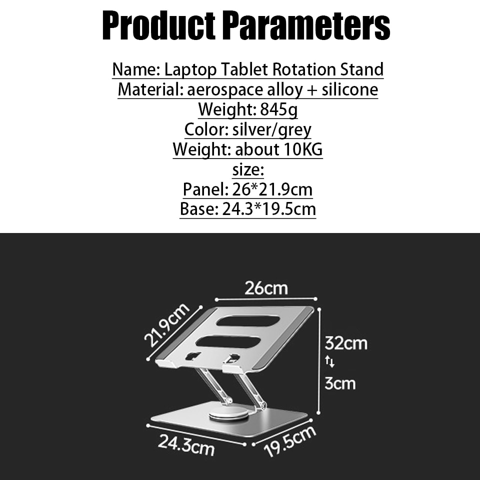 OUTMIX Laptop Stand 360° Rotatable Notebook Tablet Holder Liftable Aluminum Alloy Stand Compatible with 10-17.3