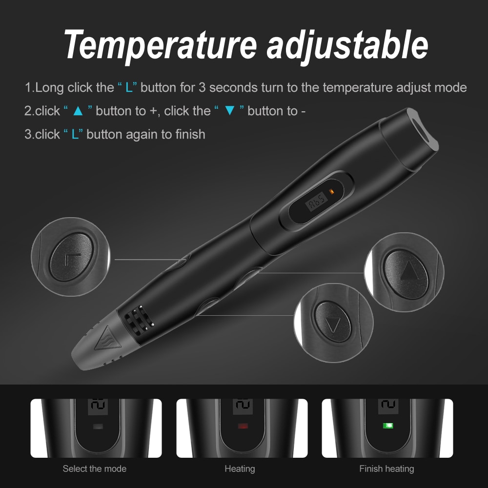 SMAFFOX 3D Pen SMA-1plus With 24 Colors 48 Meter PLA Filament,Professional Printing Pen,6 Speed Level ,Temperature Adjustable