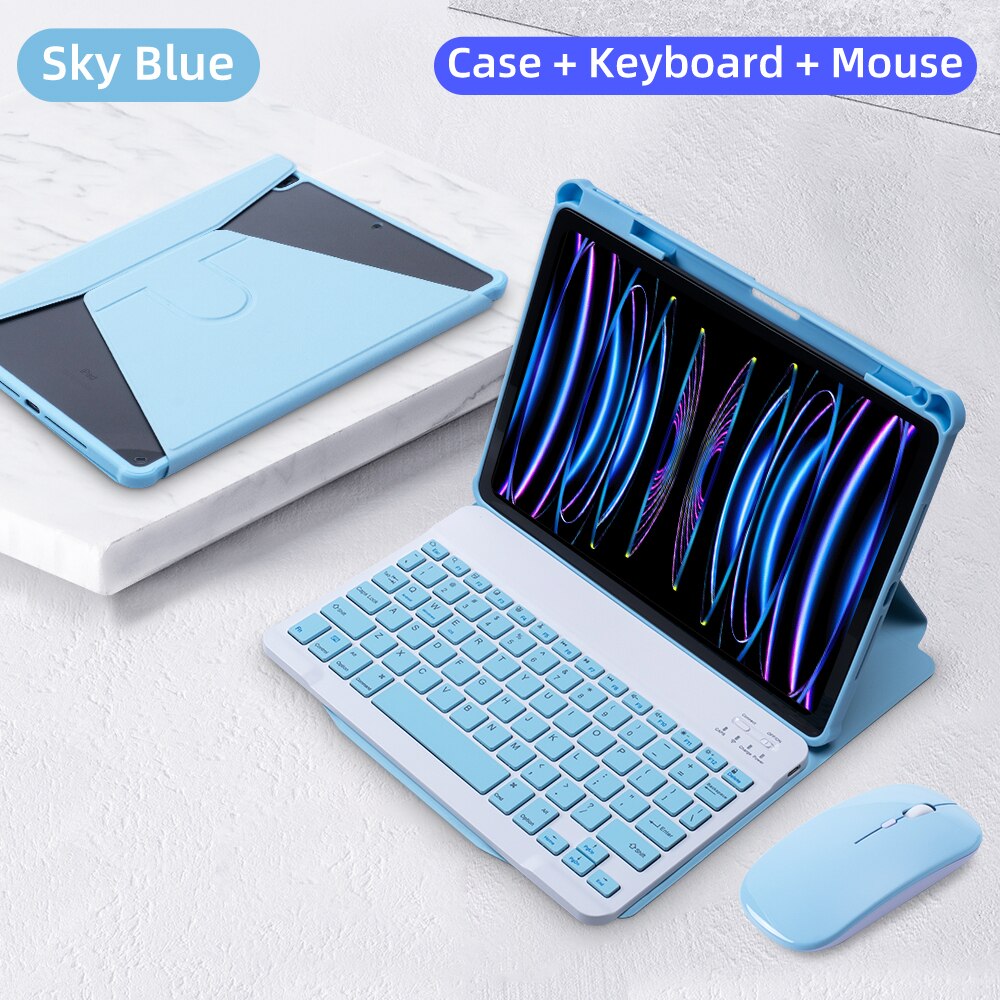 For iPad Keyboard Case For iPad 10th Generation Case For iPad 10.2 9/8/7th Air 3 10.5 Pro Air 4 5 10.9 2018 to 2022 Pro 11 Cover