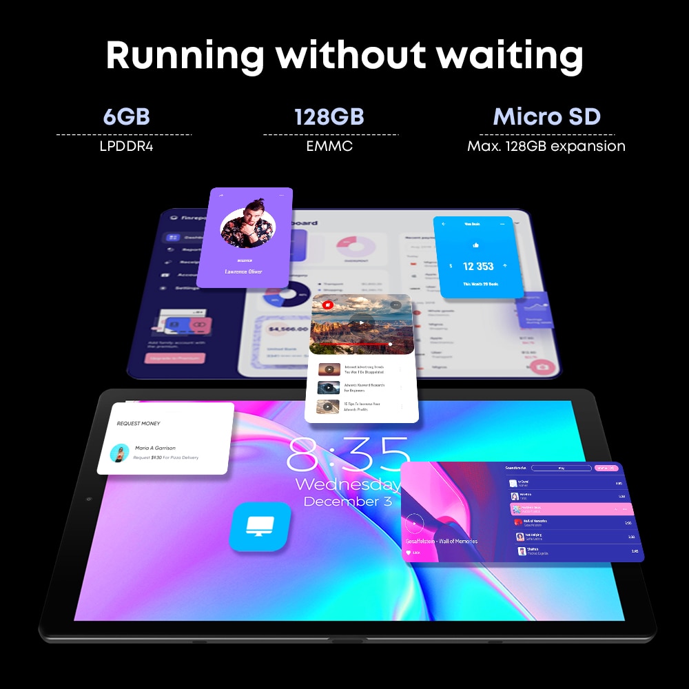 CHUWI HiPad 10.1 inch 1920x1200 Resolution Unisoc T618 Octa Core 6GB LPDDR4 128GB eMMC Android 11 Tablet for Gaming and Kids