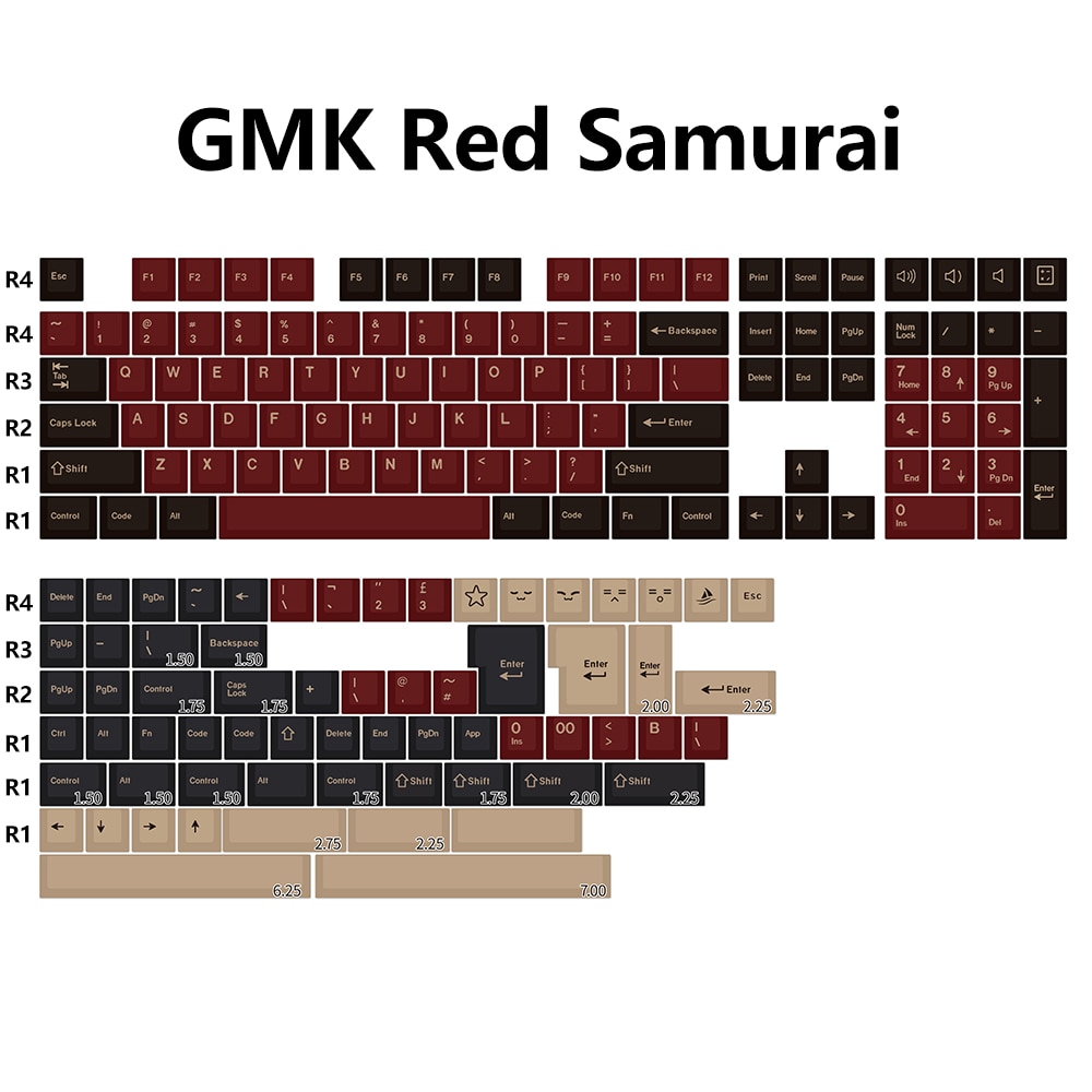 KBDiy GMK Keycap Clone Arctic Red Samurai 8008 WOB Rome Circus Cherry Profile MX Double Shot ABS Keycaps for Mechanicla Keyboard