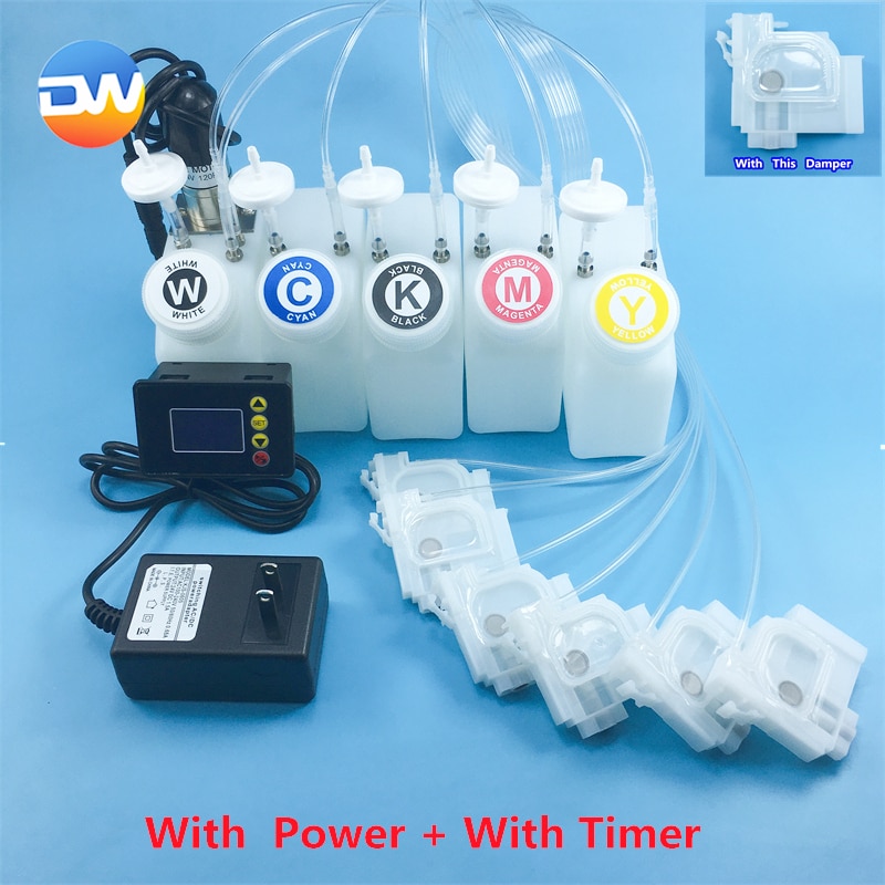 White Ink Ciss System Motor CMYK Color White Tank L1800 L805 Printer Modify Machine Tank with Stirrer DTF 250ml ink tank