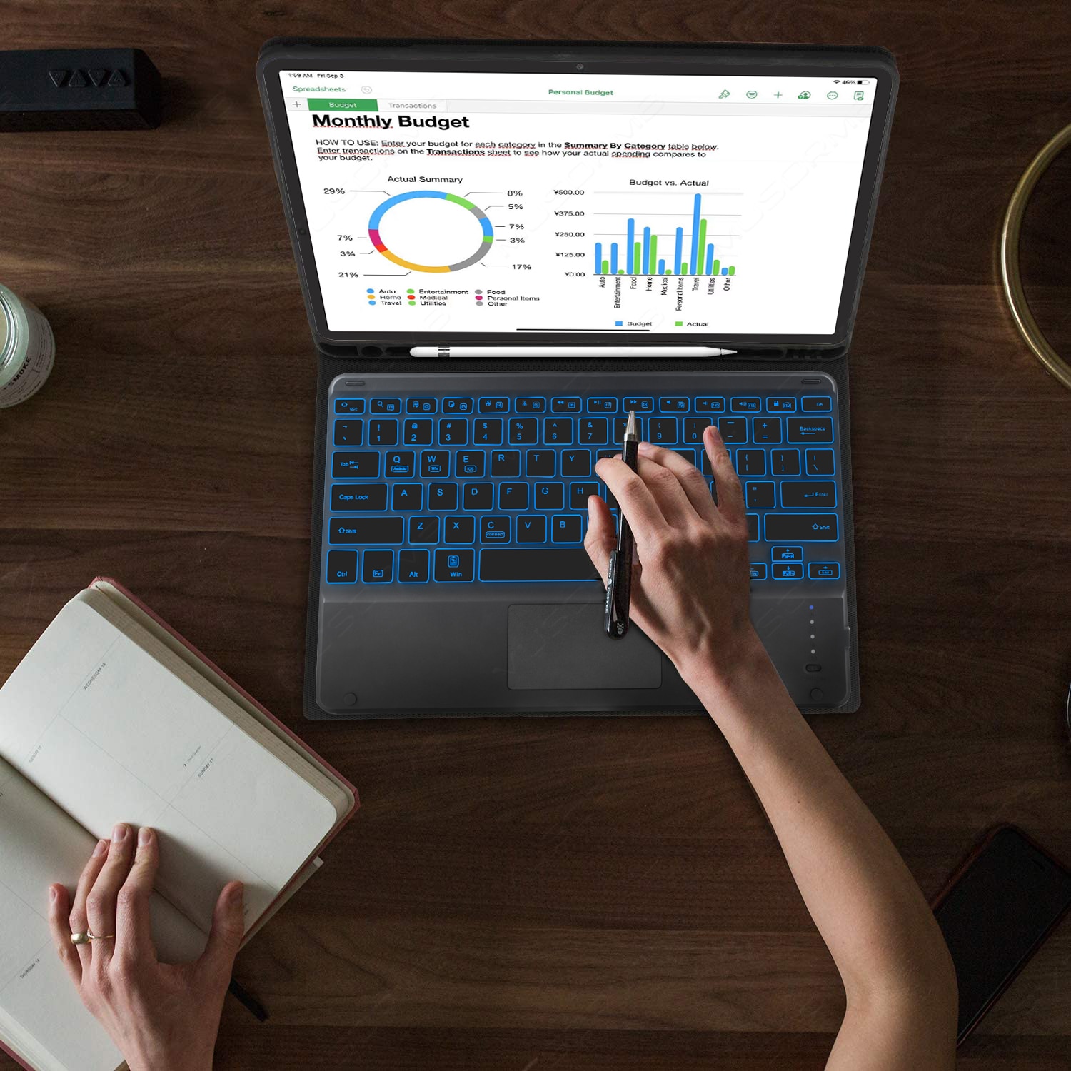 Magic Case Keyboard for Samsung Tab A8 A7 S6 Lite 2022 Touchpad Backlit Tab S8 S7+ S7 FE S8+ Plus S8 Ultra Portuguese Korean