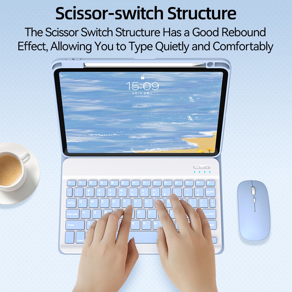 For iPad Keyboard Case For iPad 10th Generation Case For iPad 10.2 9/8/7th Air 3 10.5 Pro Air 4 5 10.9 2018 to 2022 Pro 11 Cover