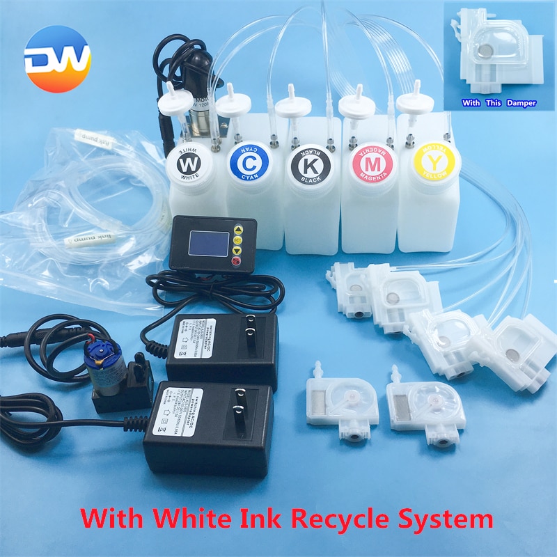 White Ink Ciss System Motor CMYK Color White Tank L1800 L805 Printer Modify Machine Tank with Stirrer DTF 250ml ink tank