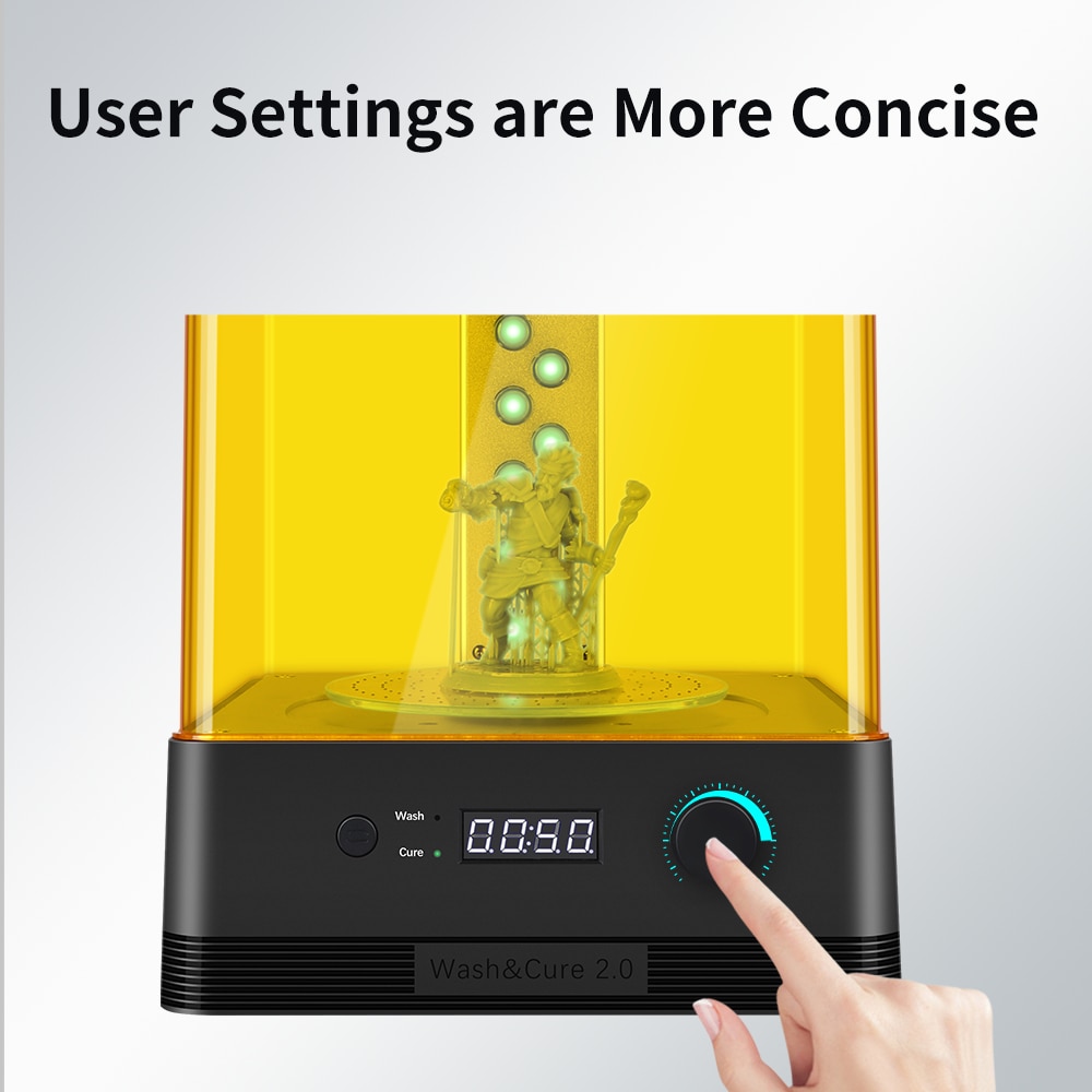 ANYCUBIC Wash & Cure 2.0 For Mars Photon Mono LCD SLA DLP 3D Printer Models UV Rotary Curing Resin Cleaning Machine 2 in 1