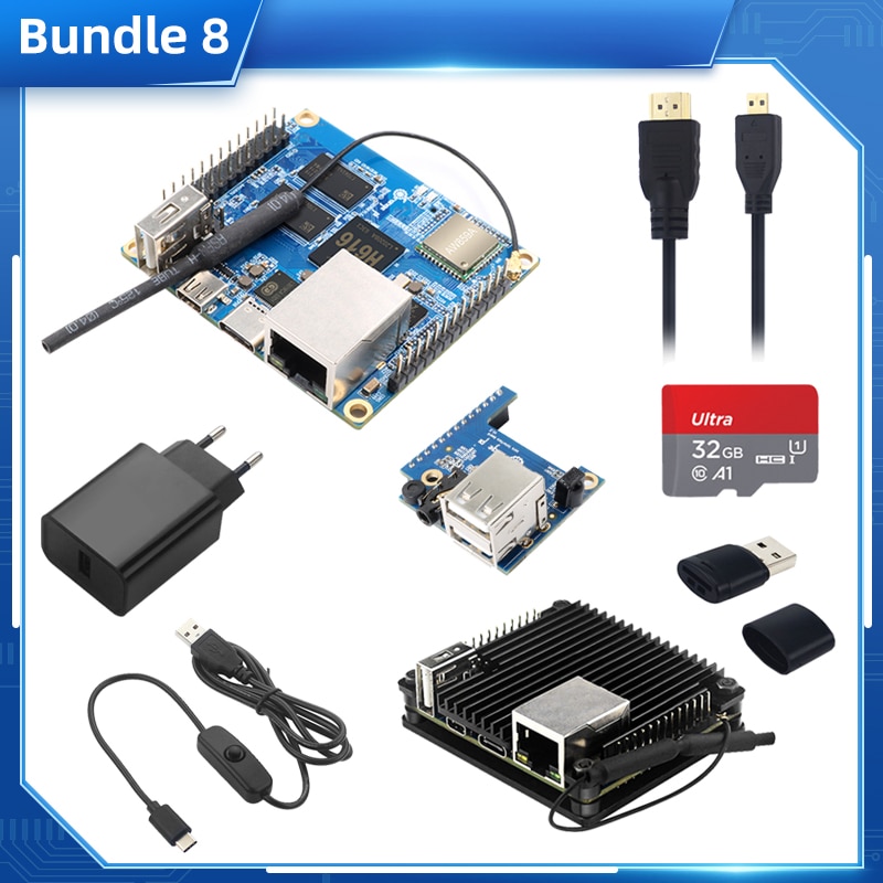 Orange Pi Zero 2 1GB RAM Allwinner H616  BT Wifi IR Receiver Optional Aluminum Case Power Supply HDMI-compatible Cable