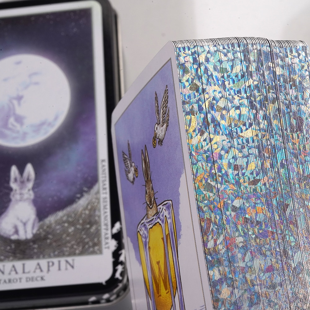 Lunalapin Tarot Luna Lapin Tarot Beginner in a Tin Metal Box High Quality 78 Card Gilded Edge Paper Booklet Based Rider Tarot