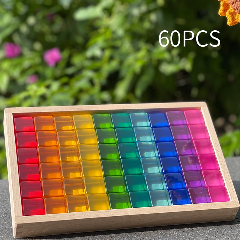 Acrylic Cubes Blocks Gem Blocks Kids Learning Color Light & Shadow Transmission Stacking Toys Baby Montessori Educational Toys