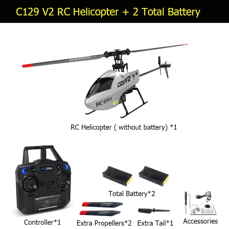 C129V2 2.4GHz RC Helicopter 6-axis Gyroscope PRO Helicopter Single Paddle Without Ailerons Remote Aircraft RC Toy