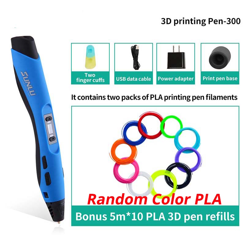 SUNLU SL-300 3D Pen With Plug 3D Printing Pens Support PLA/ABS Filament 1.75mm 8 levels Speed Control Child Christmas Gift