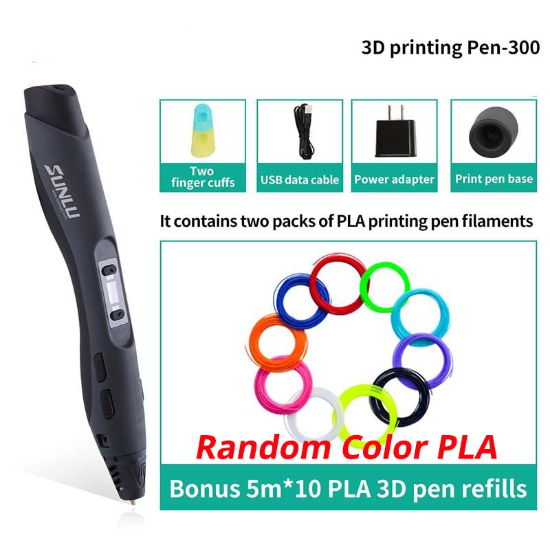 SUNLU SL-300 3D Pen With Plug 3D Printing Pens Support PLA/ABS Filament 1.75mm 8 levels Speed Control Child Christmas Gift