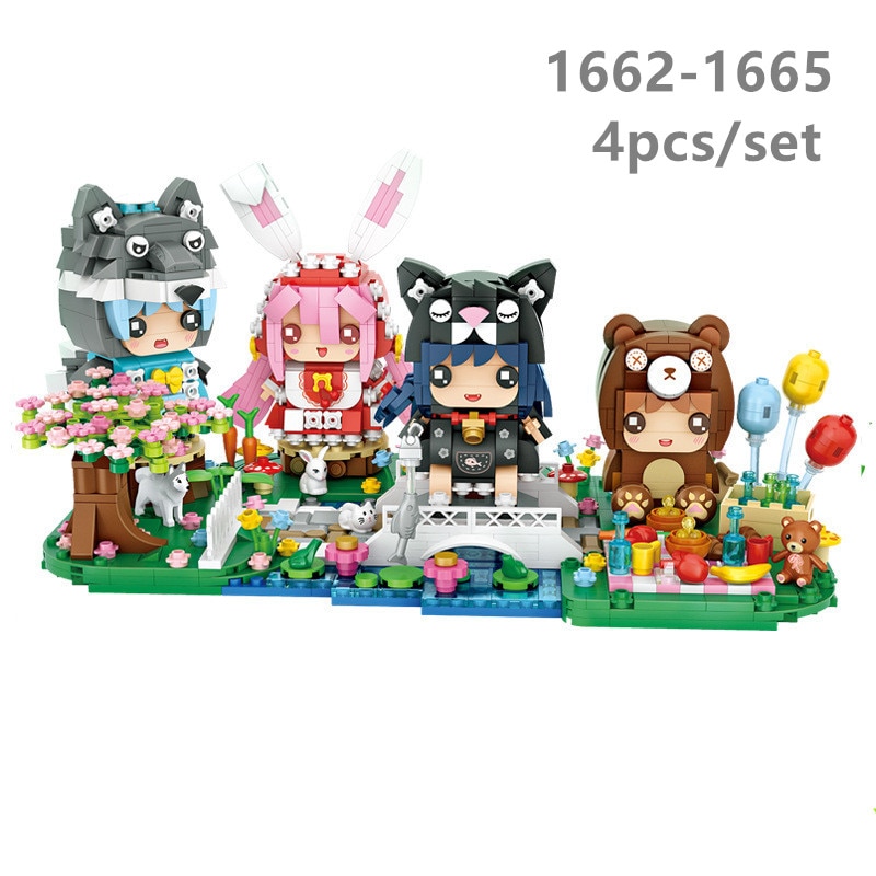 4pcs/set LOZ Street mini Blocks Kids Building Toys Girls Puzzle Holiday Gift 1621-1624 1625-1628 1629-1632 1633-1636 1653-1656