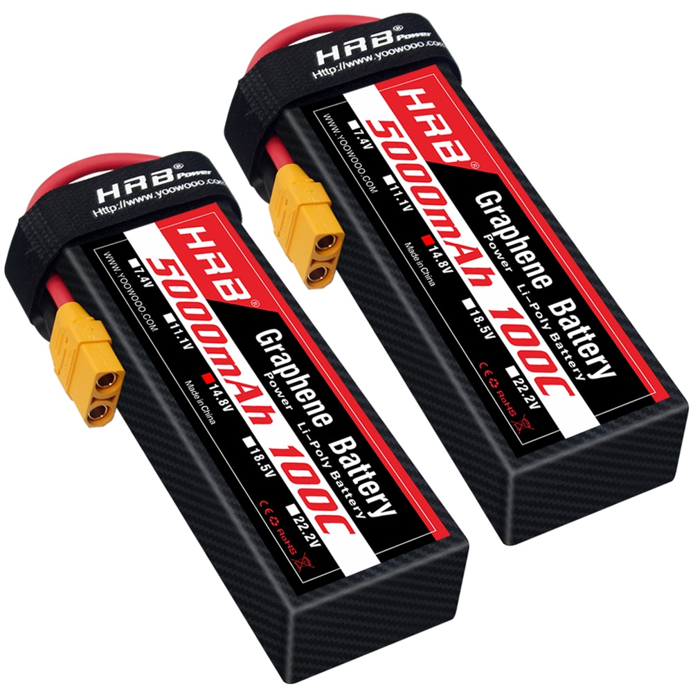HRB 2S 3S 4S 6S 5000mah Graphene Battery100C RC Lipo Battery XT90 EC5 XT150 Plug for RC Car Truck helicopter Drone Airplane Boat