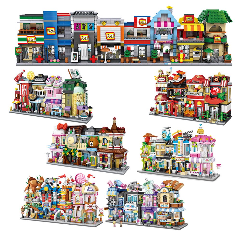 4pcs/set LOZ Street mini Blocks Kids Building Toys Girls Puzzle Holiday Gift 1621-1624 1625-1628 1629-1632 1633-1636 1653-1656