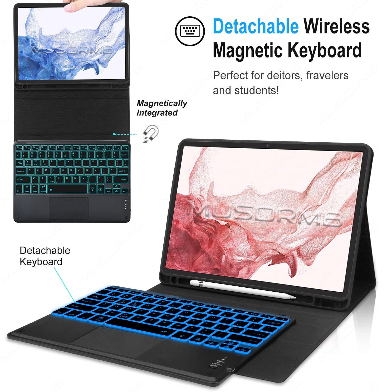 Magic Case Keyboard for Samsung Tab A8 A7 S6 Lite 2022 Touchpad Backlit Tab S8 S7+ S7 FE S8+ Plus S8 Ultra Portuguese Korean