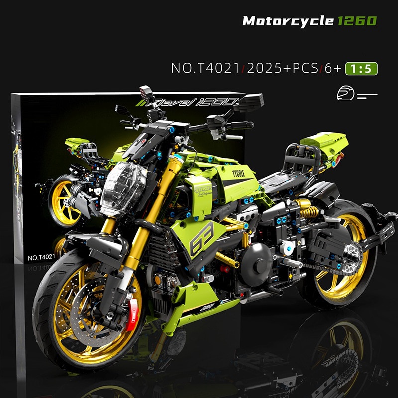 T4021 2025pcs City Tech Motorcycle Car Model Building Blocks MOC Racing Motobike Vehicles Bricks Toys For Children Gifts