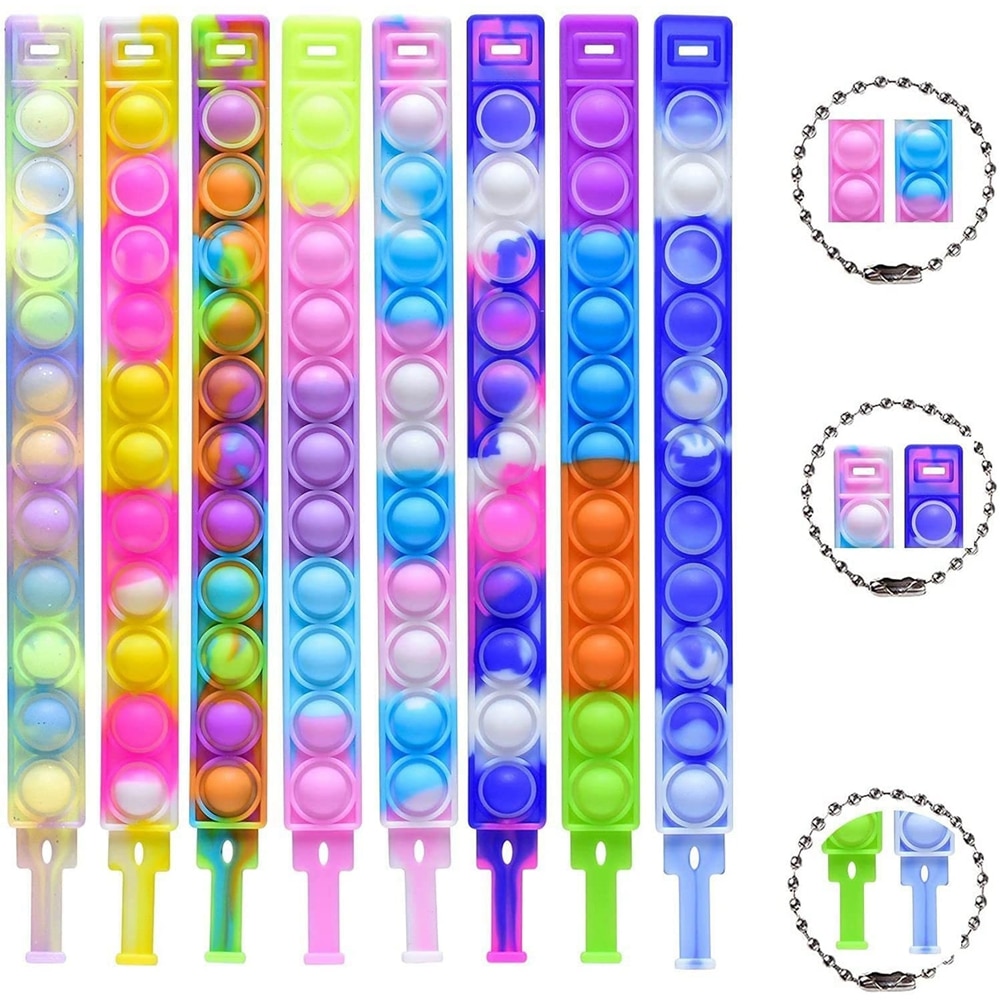 32Pcs Pop Bracelet Fidget Toy Wearable Fidget Bracelets Push Poping Bubble Sensory Stress Relief Toys for Kids Adults
