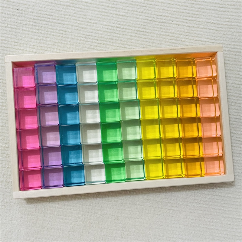 Acrylic Cubes Blocks Gem Blocks Kids Learning Color Light & Shadow Transmission Stacking Toys Baby Montessori Educational Toys