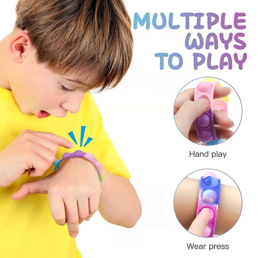 32Pcs Pop Bracelet Fidget Toy Wearable Fidget Bracelets Push Poping Bubble Sensory Stress Relief Toys for Kids Adults