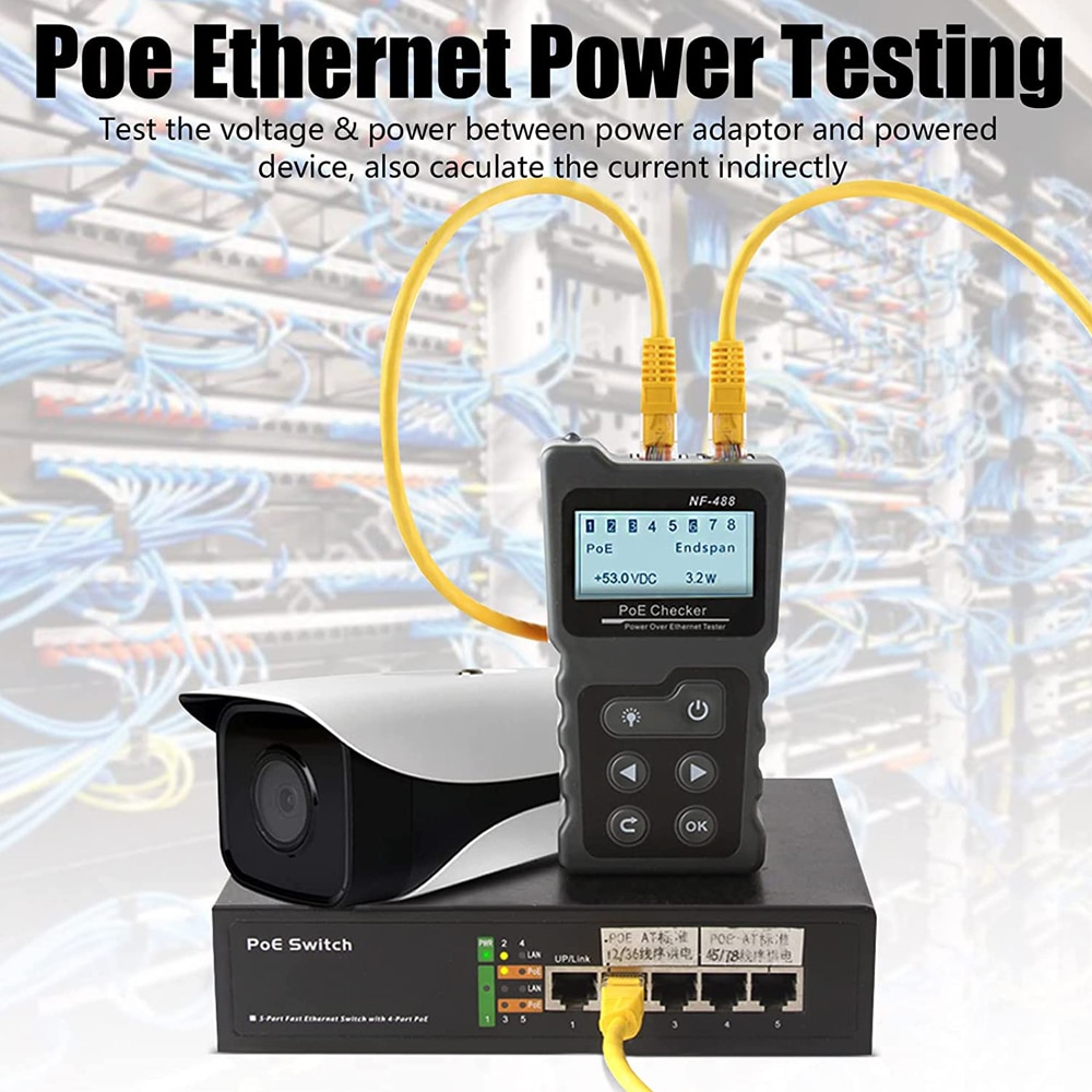 NOYAFA NF-488 Network Cable Tester PoE Switch Online Test PoE Voltage Polarity Cable Tracker Loop Test Tool with LCD Display