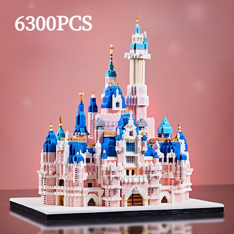 6300PCS Large Castle Building Blocks Pink Series Castle Church Bricks Adult High Difficulty Construction Toys Girls Gift