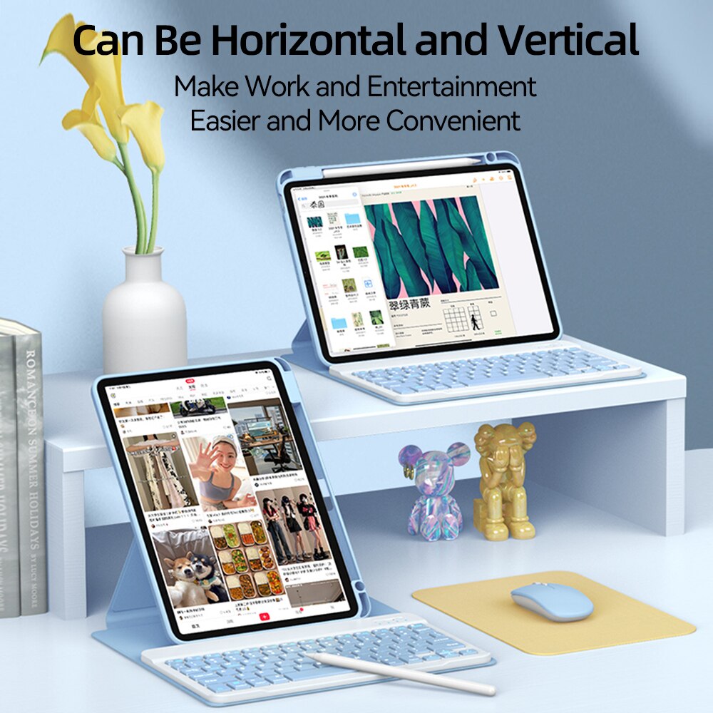 For iPad Keyboard Case For iPad 10th Generation Case For iPad 10.2 9/8/7th Air 3 10.5 Pro Air 4 5 10.9 2018 to 2022 Pro 11 Cover