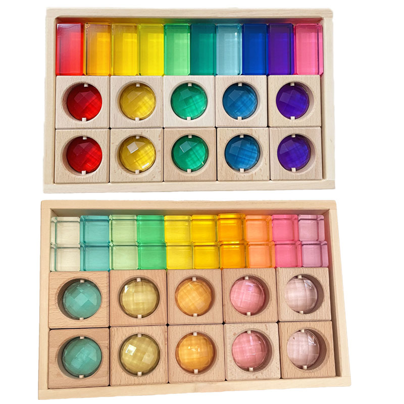 Acrylic Cubes Blocks Gem Blocks Kids Learning Color Light & Shadow Transmission Stacking Toys Baby Montessori Educational Toys