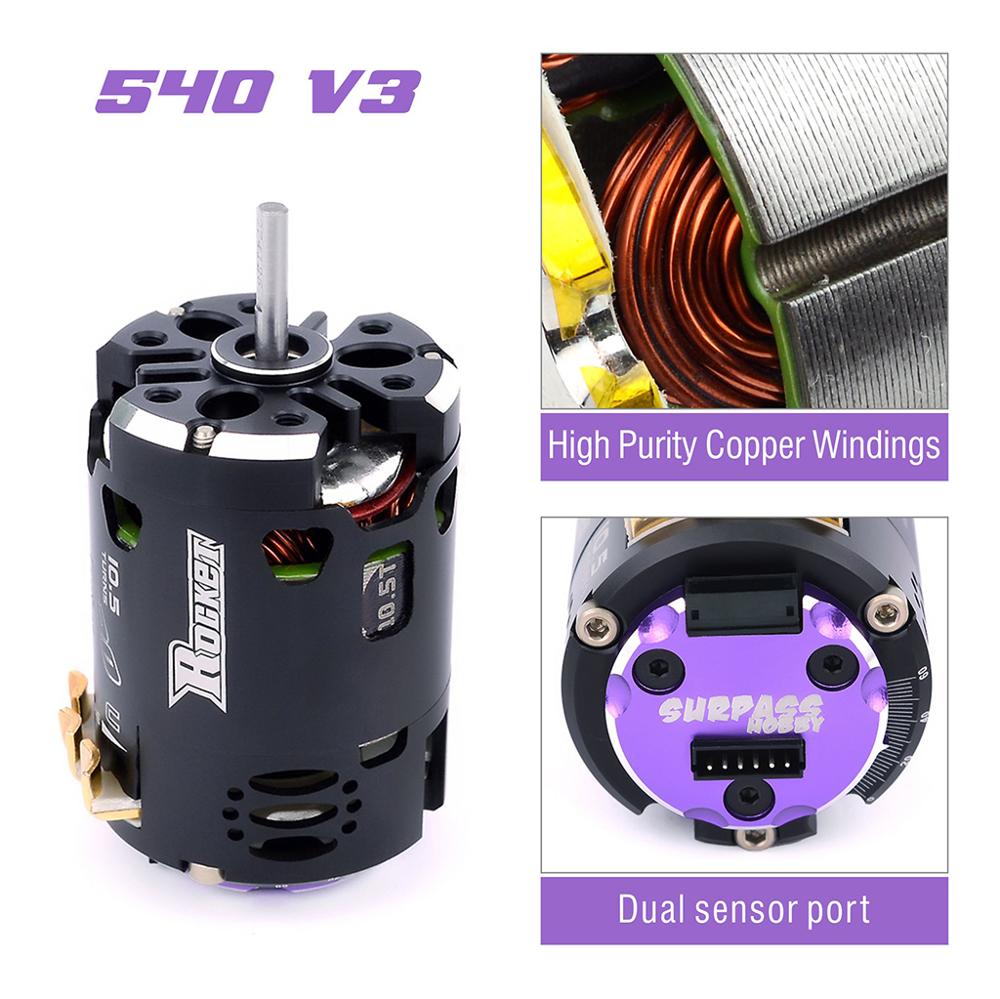 Surpass Hobby Rocket 540 V3 Sensored Brushless Motor Waterproof 3.5T 10.5T 25.5T 21.5T 13.5T for 1/10 1/12 RC Car Drift Truck