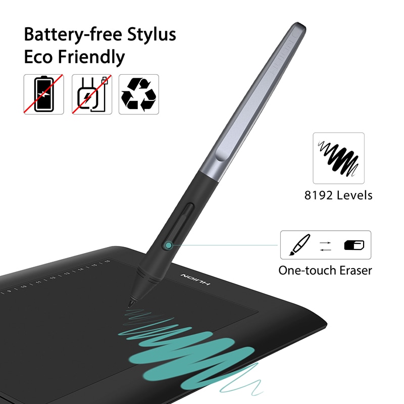 HUION H610 PRO V2 Graphic Drawing Digital Tablet 8192 Levels Tilt Function Battery-Free Pen android with 8 Press 16 Soft Keys